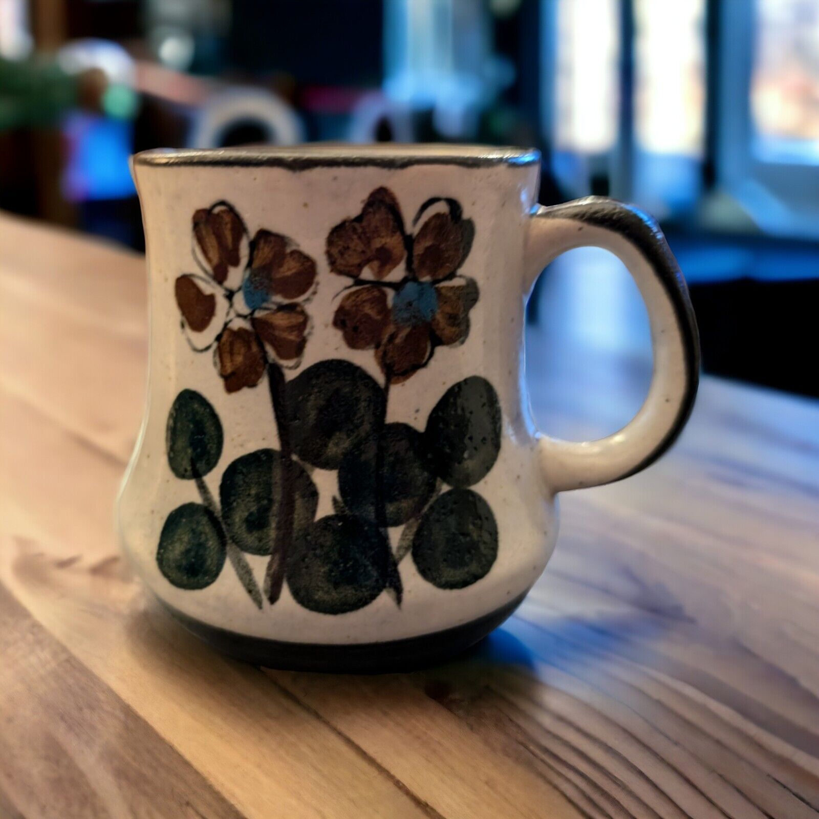 Otagiri Japan Stoneware Flower Floral Design Speckle Glazed Coffee Mug Vintage