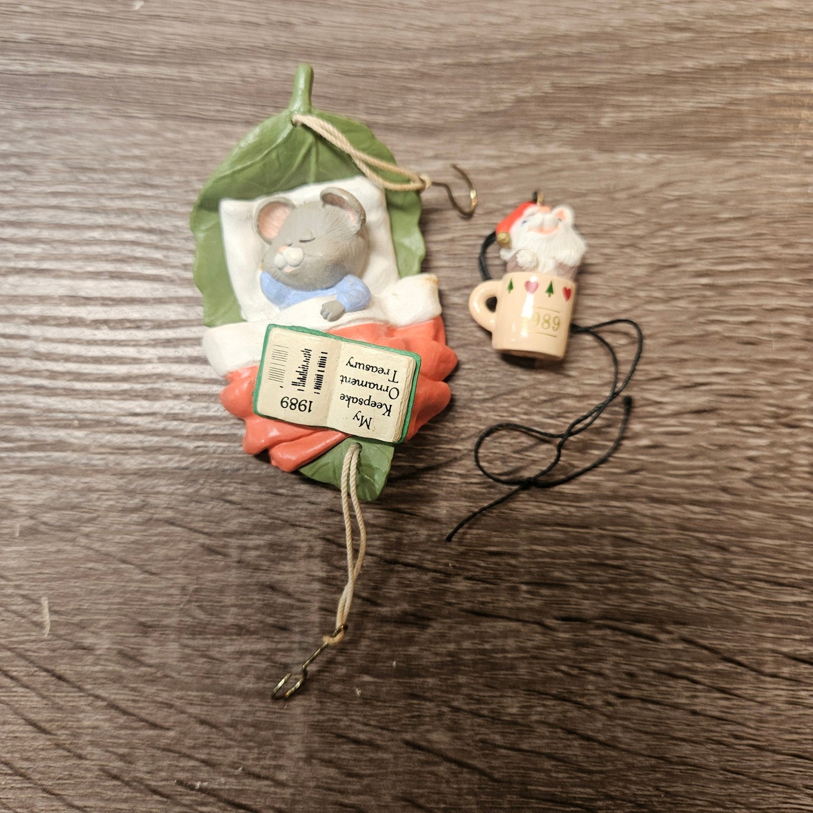 Vintage 1989 Hallmark Keepsake Ornament Collector Club Mouse & Cat Miniatures