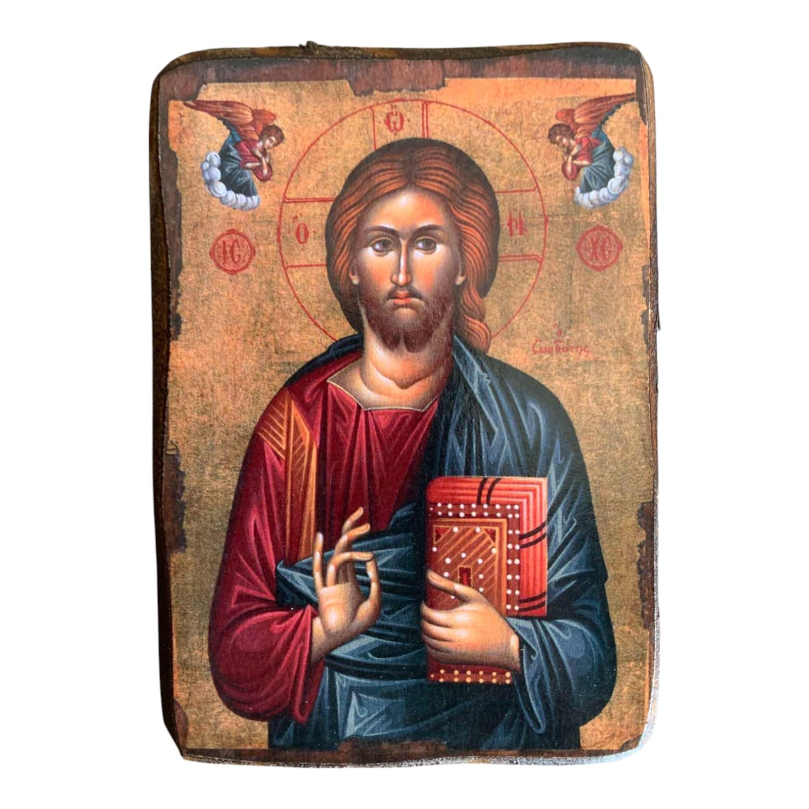 Iconsgr Wooden Greek Christian Orthodox Wood Icon of Jesus Christ / A0