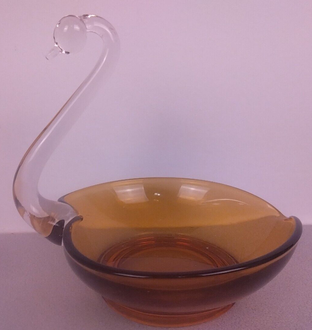 Vintage Viking Glass Co.  Auburn Glass Swan Candy/Trinket Dish