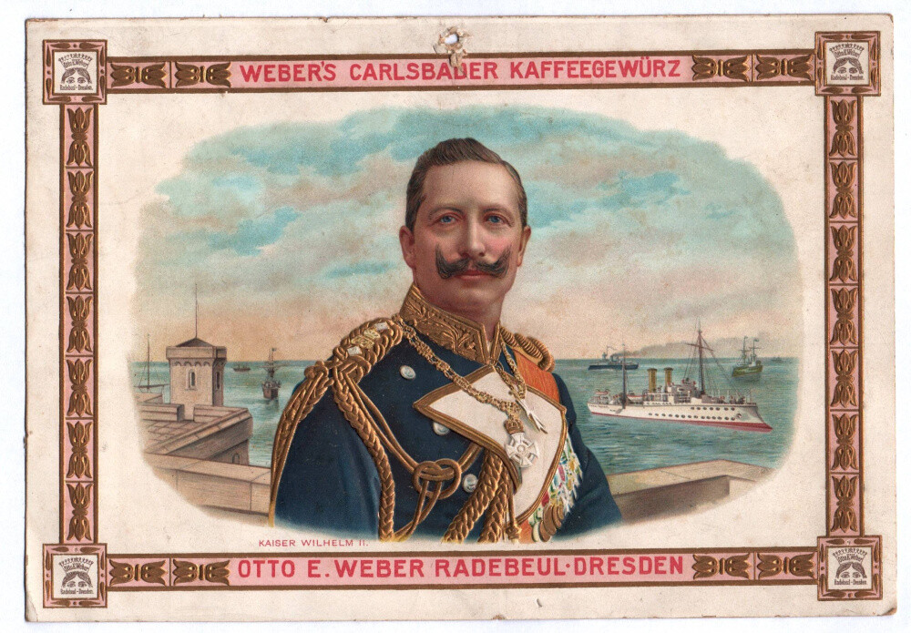 Magnificent collectible picture Kaiser Wilhelm II Otto Weber Radebeul Dresden around 1905 litho