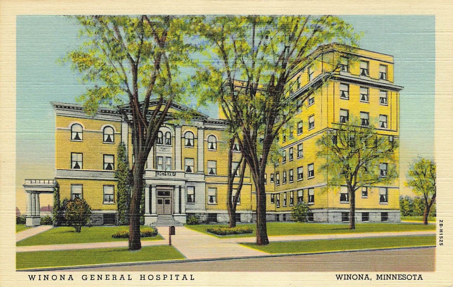 Winona General Hospital Winona Minnesota Linen Postcard 1940s Curteich