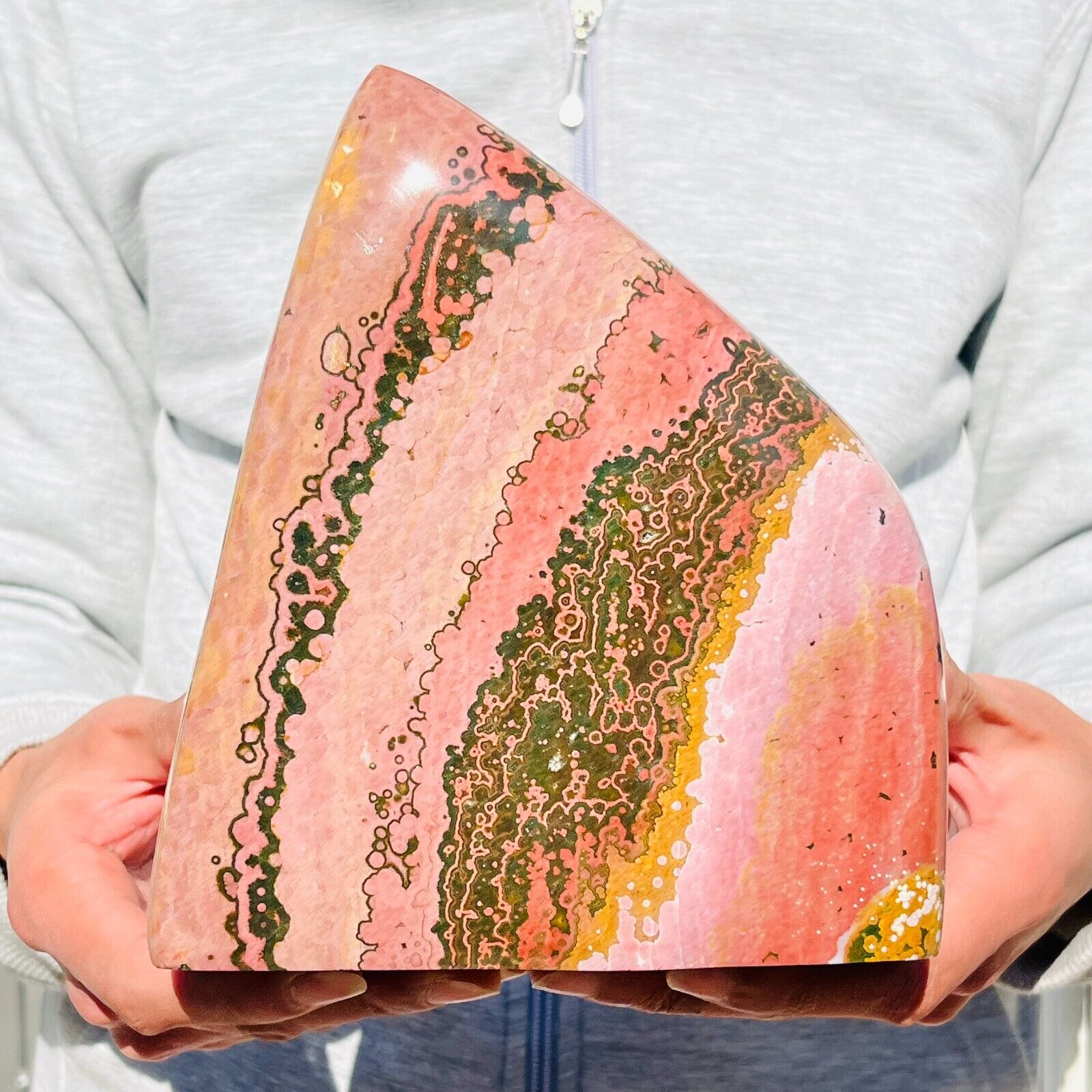 7.83LB Natural Colourful Ocean Jasper Crystal Mineral Display Specimen Healing
