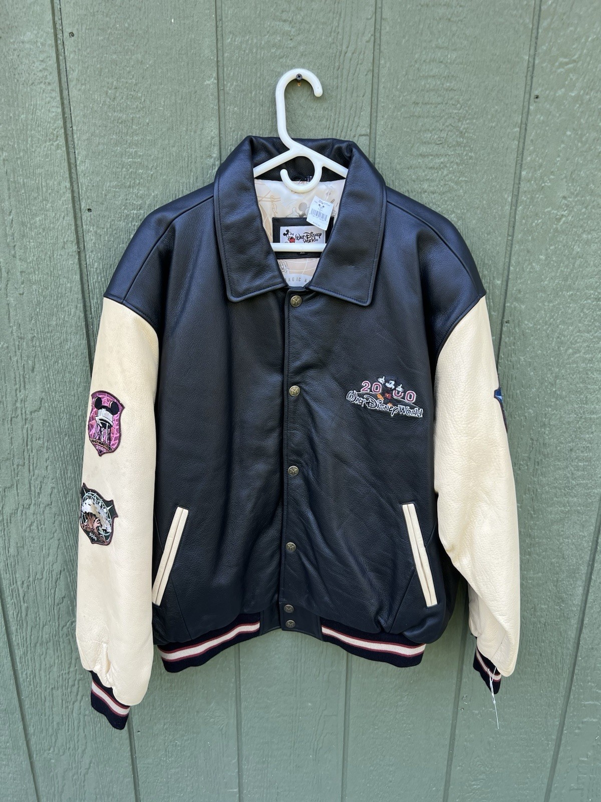 Vintage Disney World 2000 Leather Varsity Jacket Size XL Mickey Mouse VERY