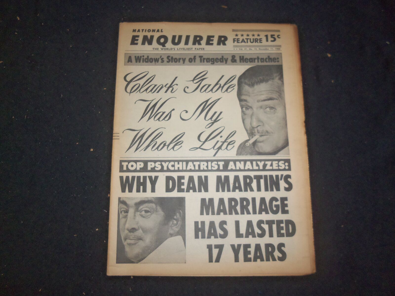 1966 DECEMBER 11 NATIONAL ENQUIRER NEWSPAPER- CLARK GABLE -DEAN MARTIN - NP 7431