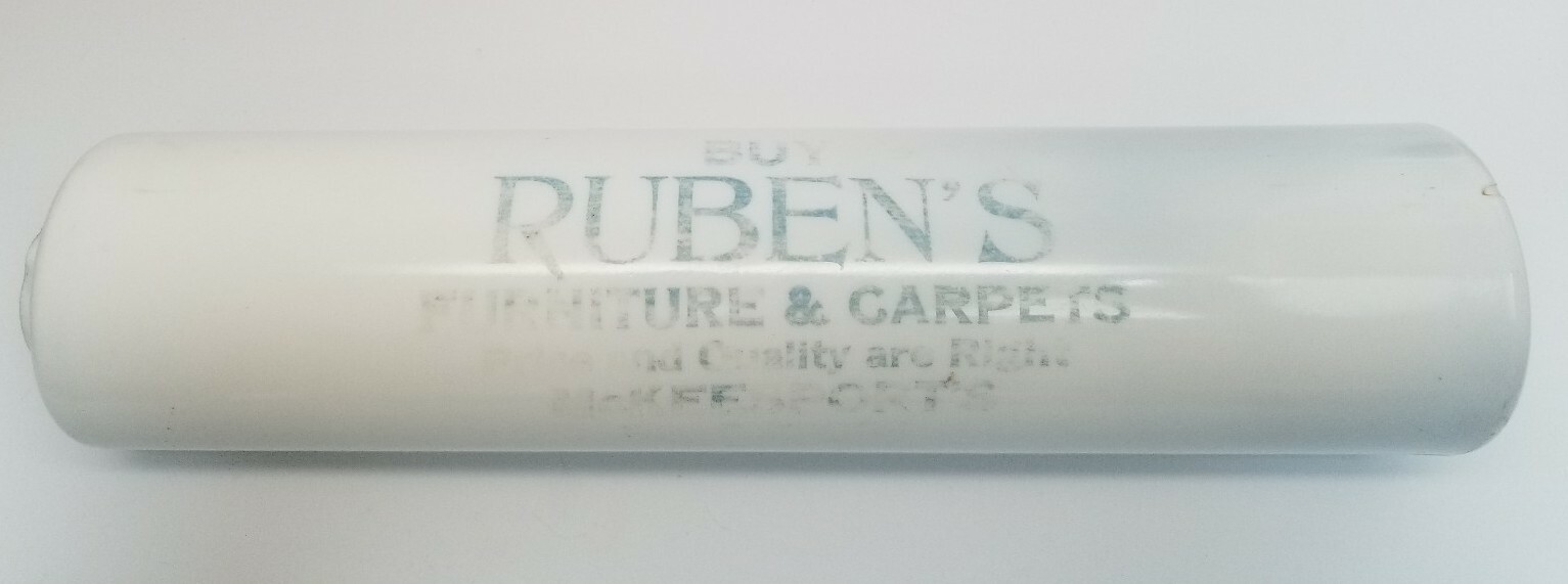 Antique White Milk Glass Advertising Rolling Pin 1920-30s Ruben's McKeesport, PA