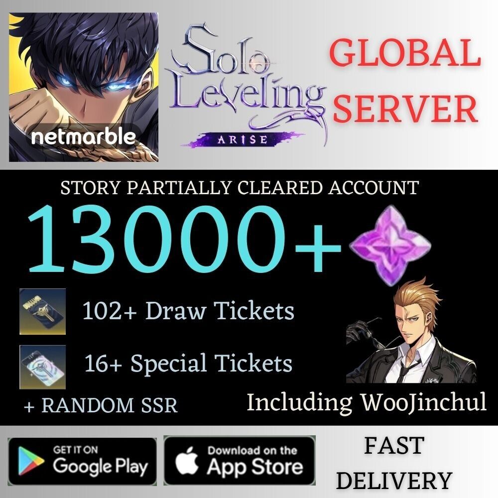 Solo Leveling Arise Global Server 13000 ES/102/16 tickets Reroll Account