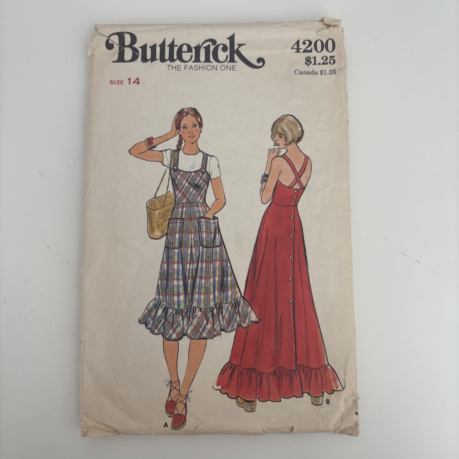 Vintage 70s Butterick 4200 Sewing Pattern Sundress Ruffle Size 14 Cut & COMPLETE