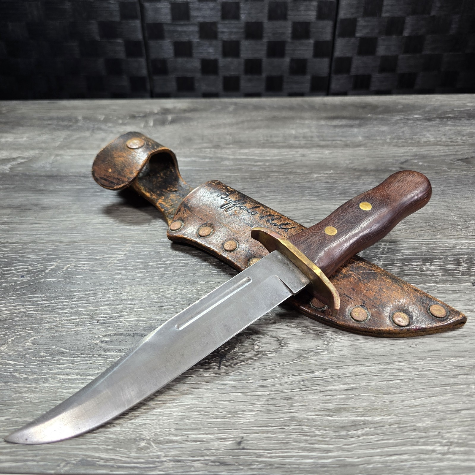 1968-1971 SCHRADE WALDEN USA BB166 BUFFALO BILL KNIFE W/ ORIGINAL LEATHER SHEATH 1968-1971 SCHRADE WALDEN USA BB166 BUFFALO BILL KNIFE W/ ORIGINAL LEATHER SHEATH