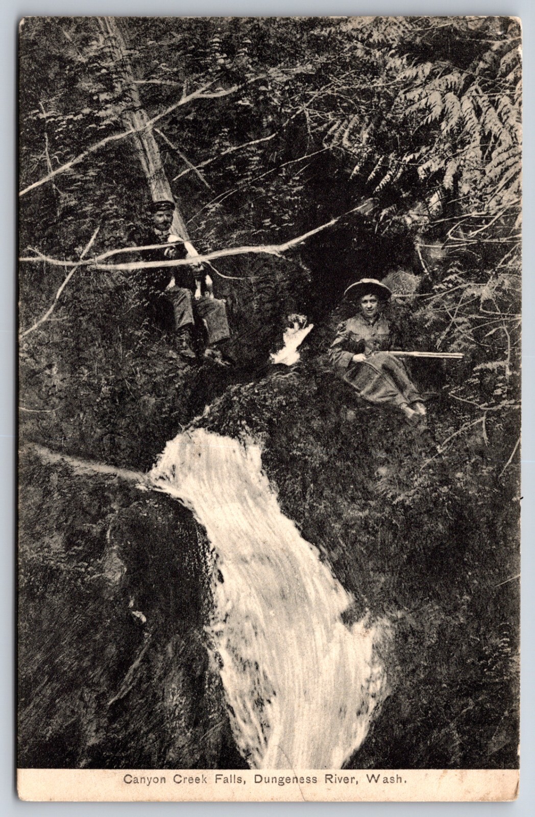 Canyon Creek Falls Dungeness River Washington WA c1910 Postcard