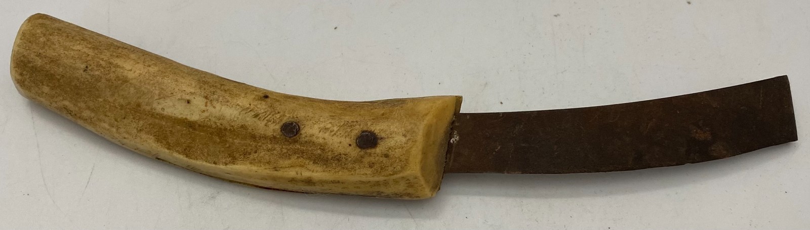 Antique George Wostenholm IXL Crooked Farrier Knife Antler Stag Handle 8”