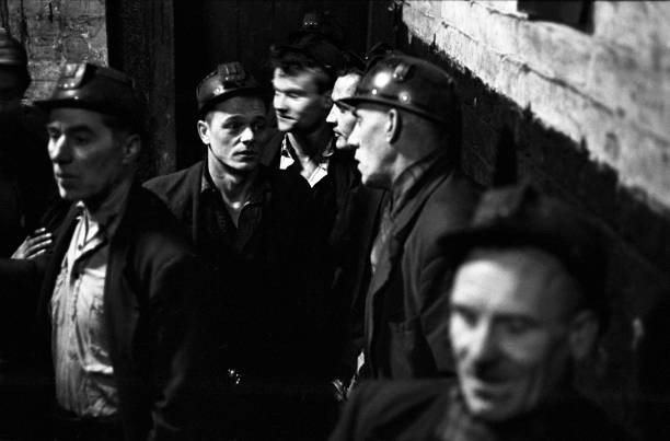 Miners wait to go their underground shift coal mining community of- Old Photo 1