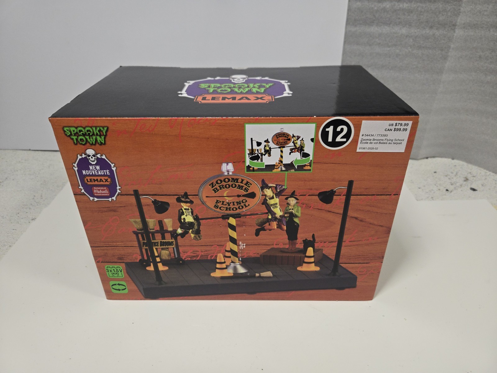 Lemax Spooky Town Zoomie Brooms Flying School #54434 Halloween Retired READ DESC