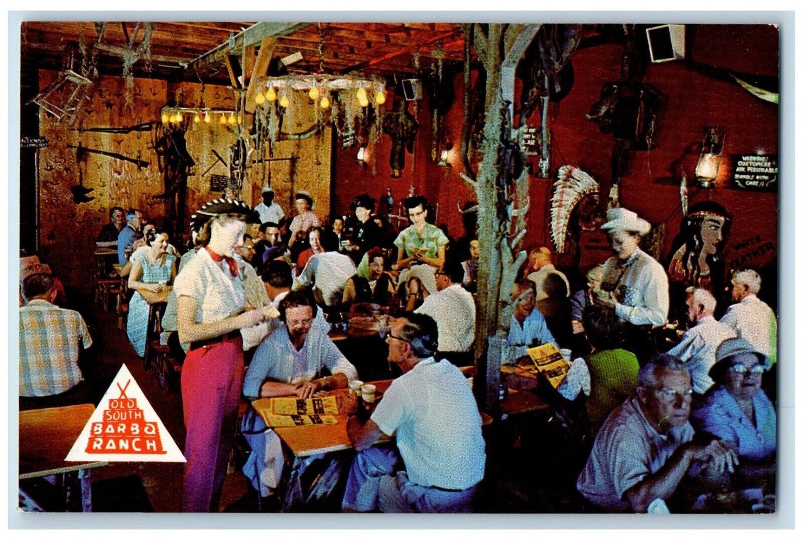 c1960 Jim McCorveys World Famous Old South Barbq Ranch Ft Myers Florida Postcard
