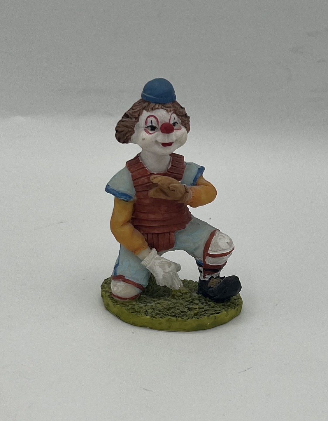 Circus Clown Figurine Baseball Catcher Micena Statue Vintage Hand Painted