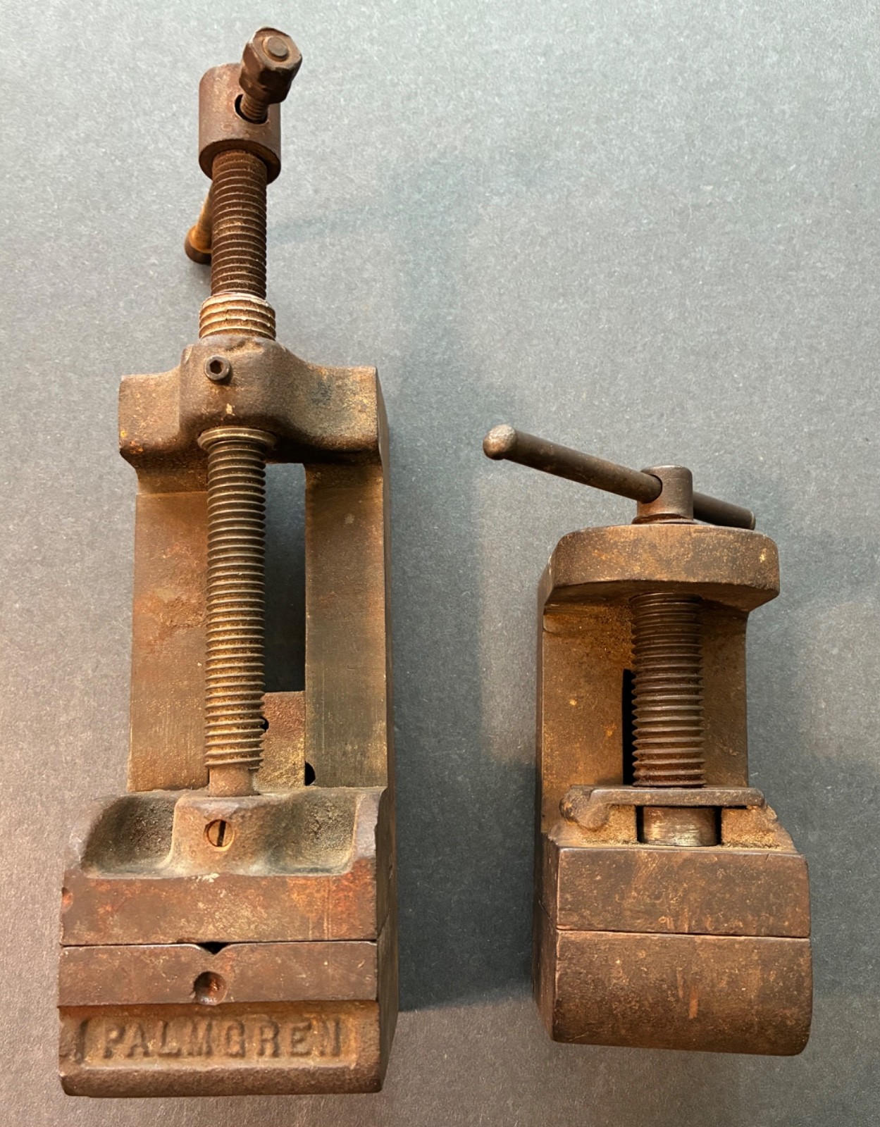 TWO VINTAGE MACHINIST'S VISES: Palmgren 2 1/4” + W.K. JUDD  2”  ~ Heavy