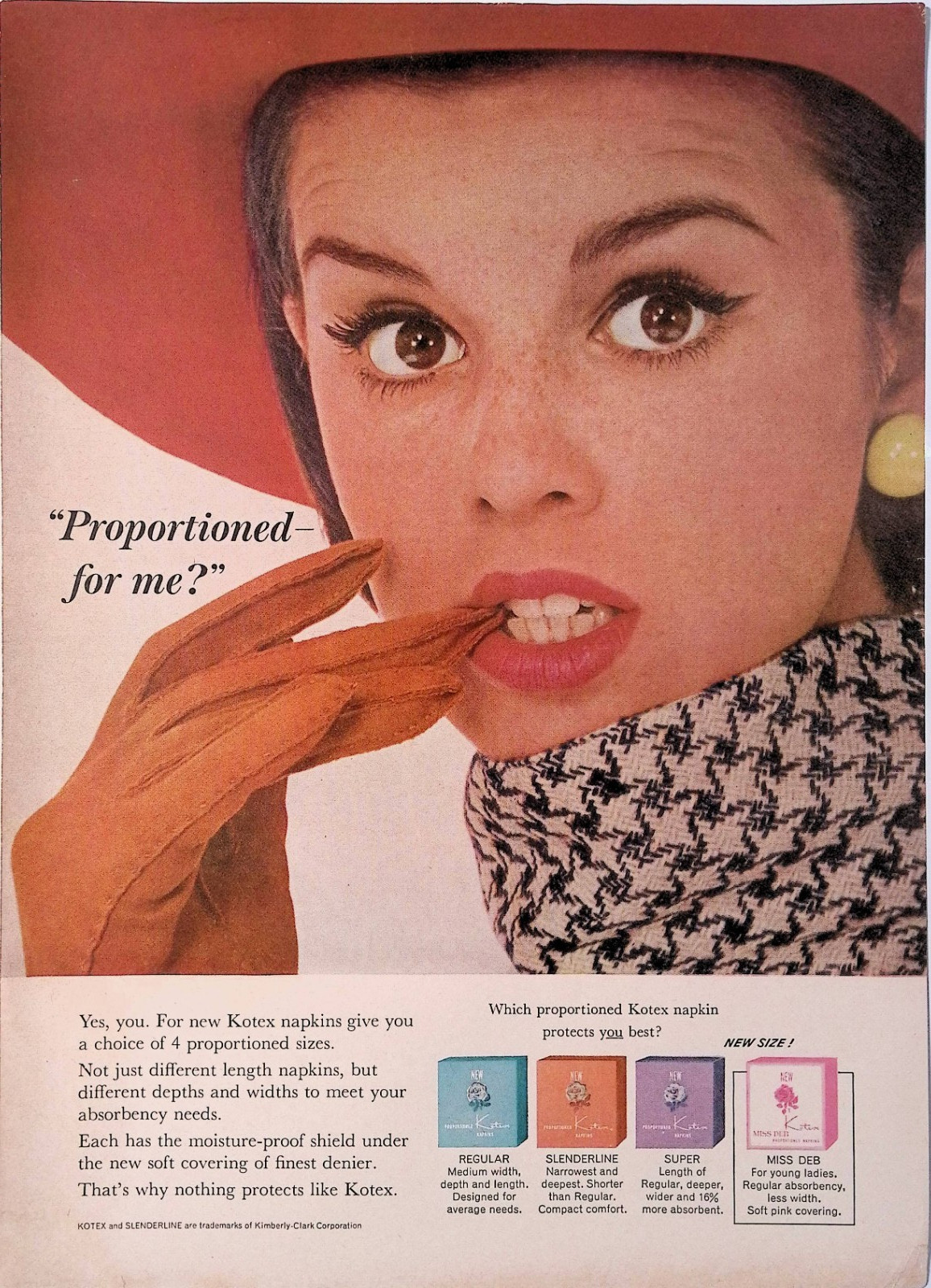 1964 Kotex Sanitary Napkins Proportioned for Me Kotex Print Ad American Girl May 1964 Kotex Sanitary Napkins Proportioned for Me Kotex Print Ad American Girl May