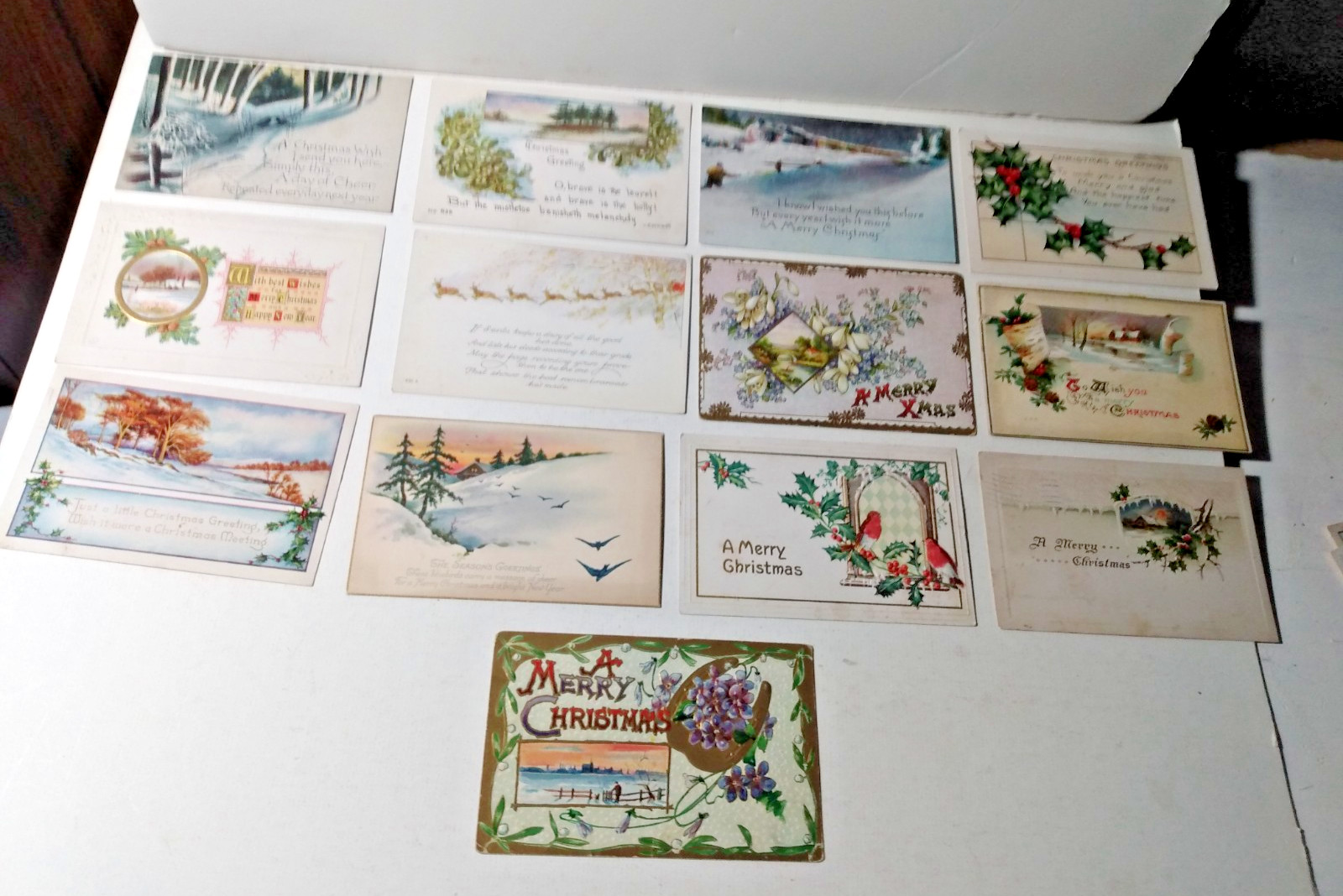Twenty Five Antique 1910 - 1920 Christmas Postcards, Some Embossed