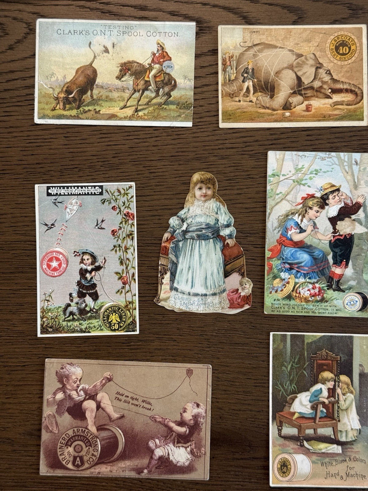 Victorian Trade Cards Lot: 7 Ads For Threads, Notions & Cotton Victorian Trade Cards Lot: 7 Ads For Threads, Notions & Cotton