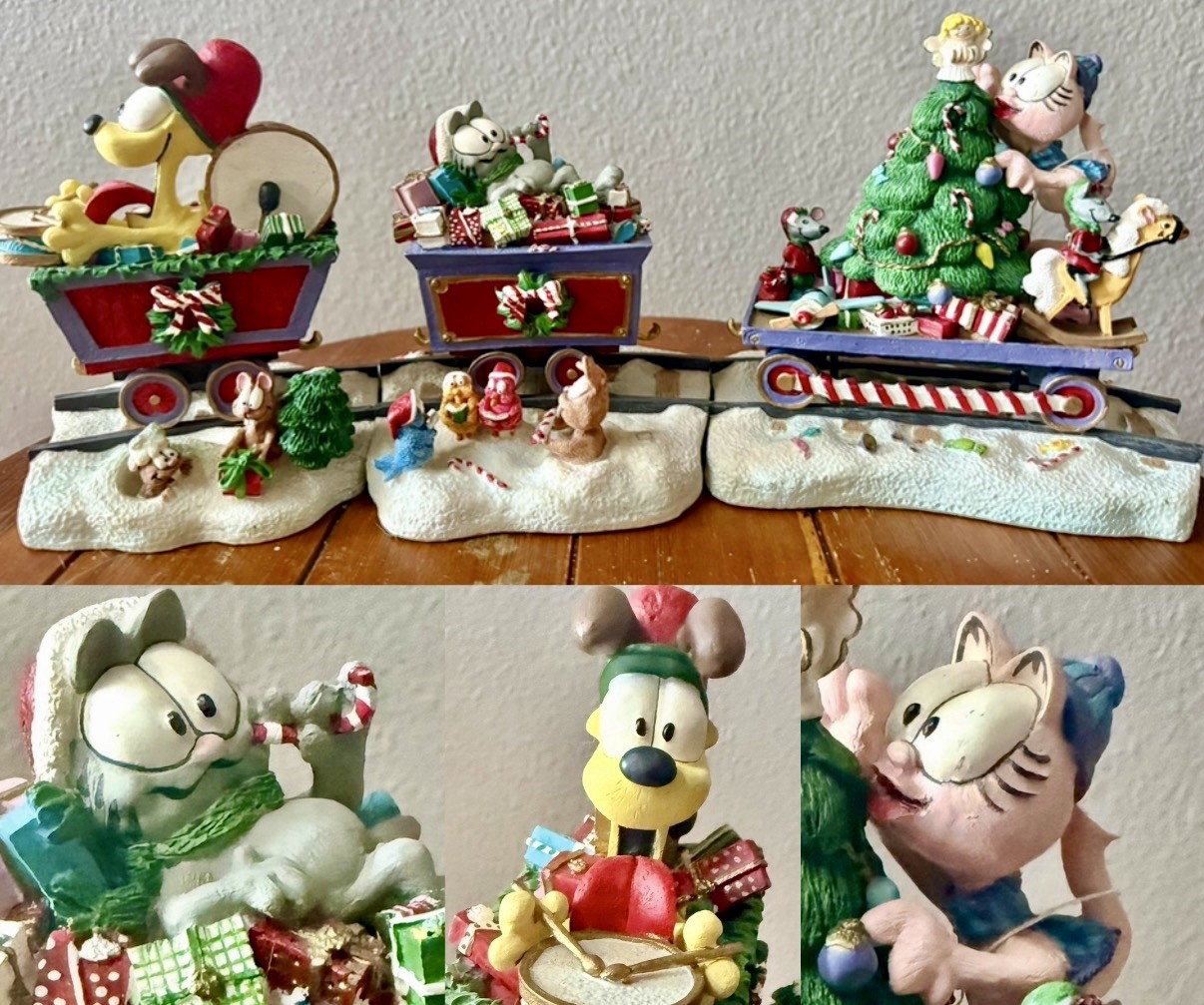 DANBURY MINT GARFIELD CHRISTMAS EXPRESS ODIE/NERMAL/ARLENE~LOT OF 3