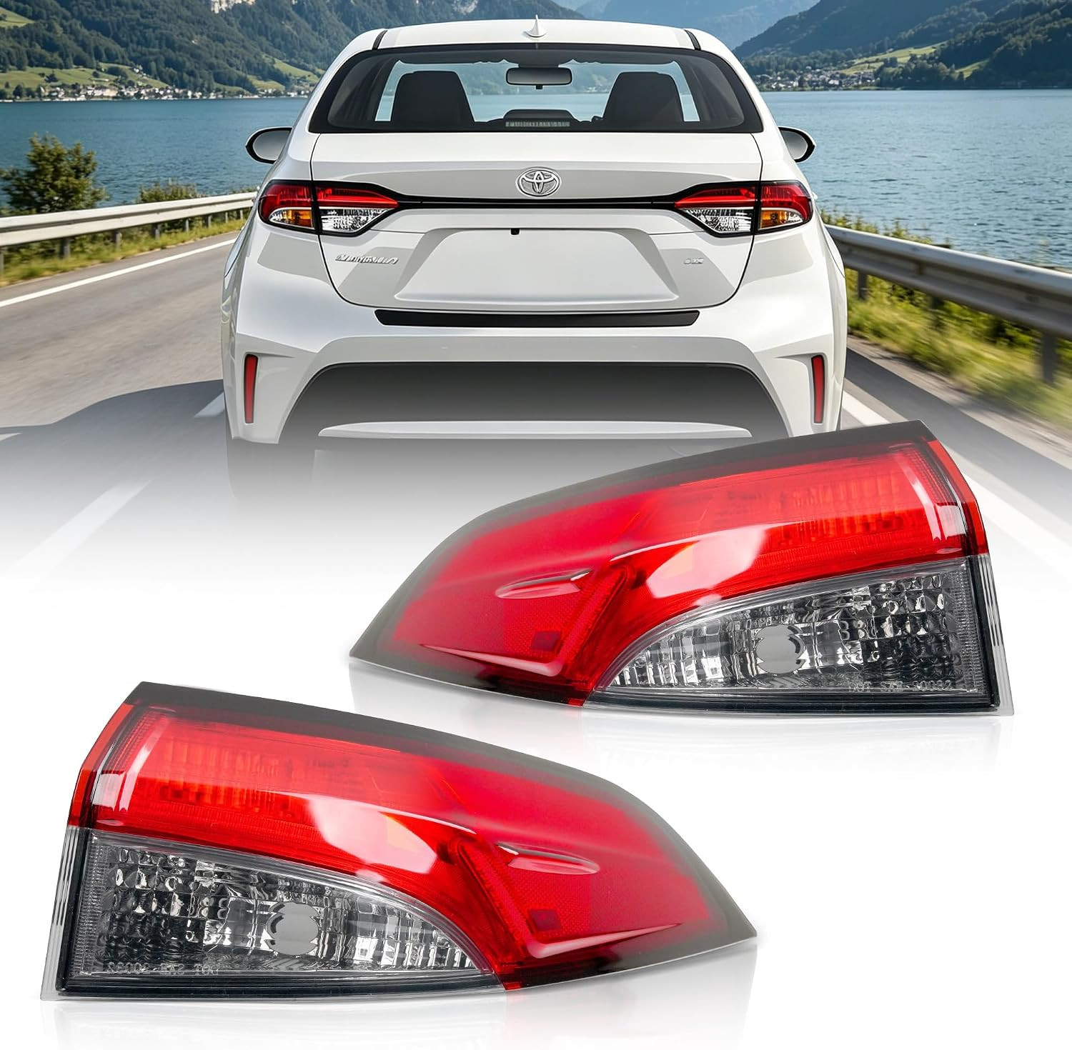 Outer Driver and Passenger Tail Light Assembly Compatible with Toyota Corolla 20