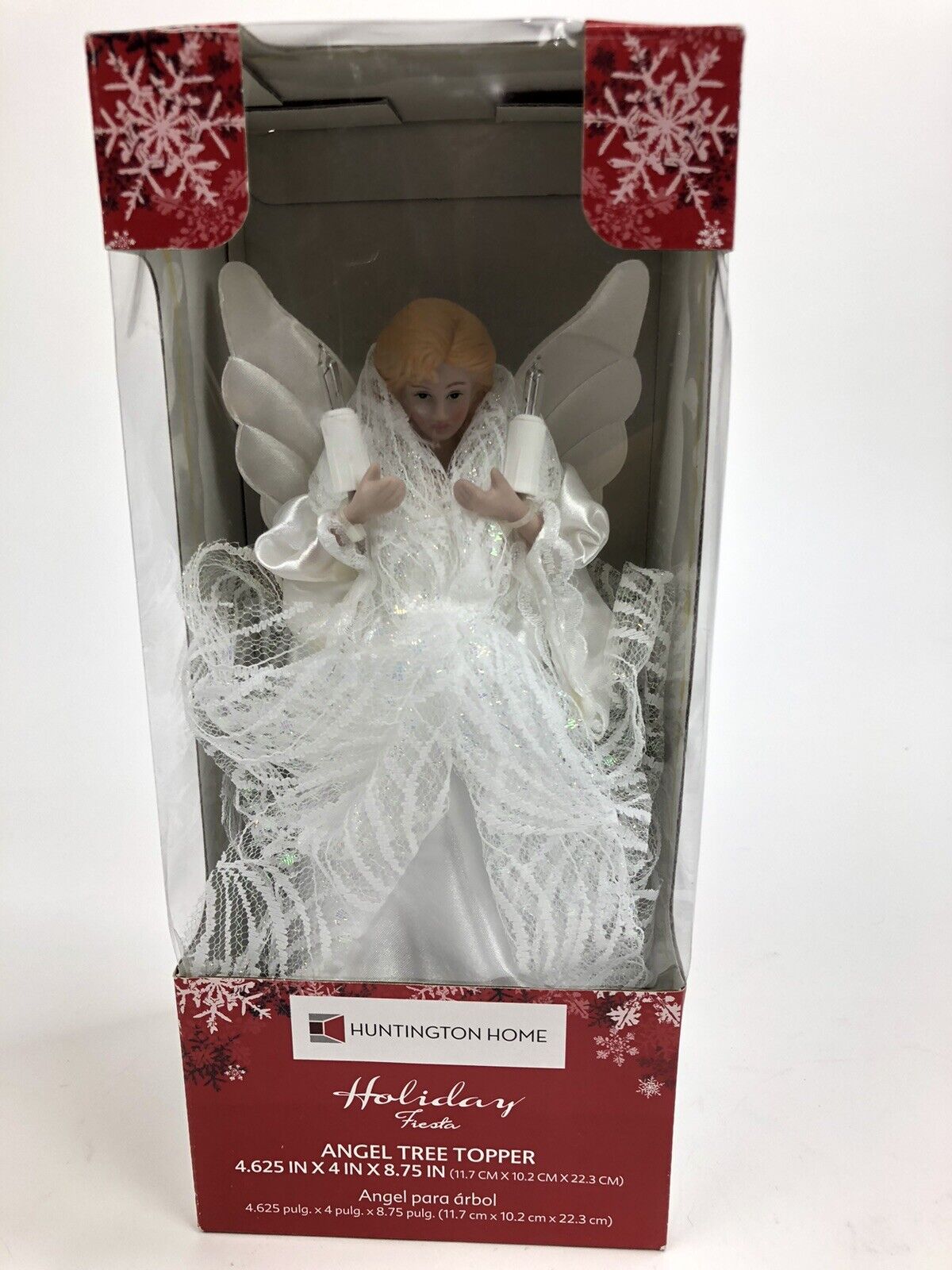 Huntington Home Holiday Fiesta Indoor 8.75 inch White Lighted Angel tree top New