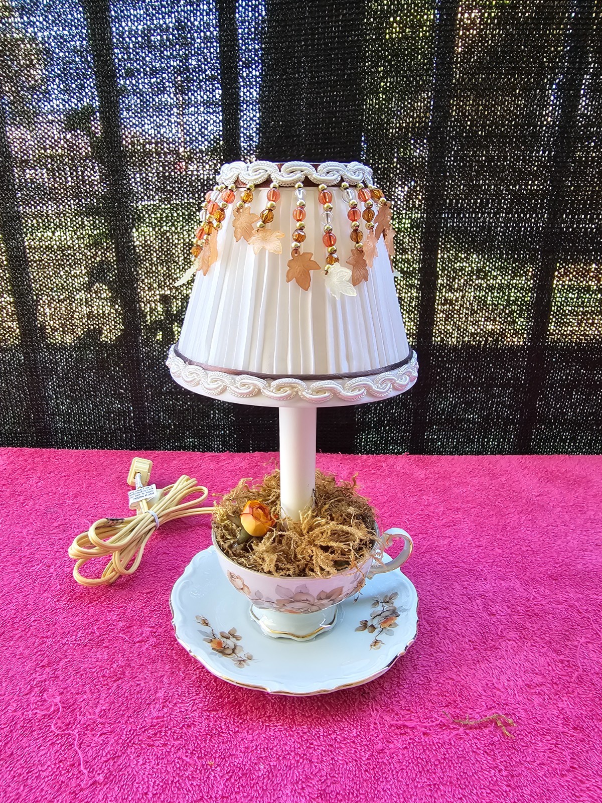 Mitterteich Bavaria Norway Rose Germany Tea Cup And Saucer Night Lamp 11\
