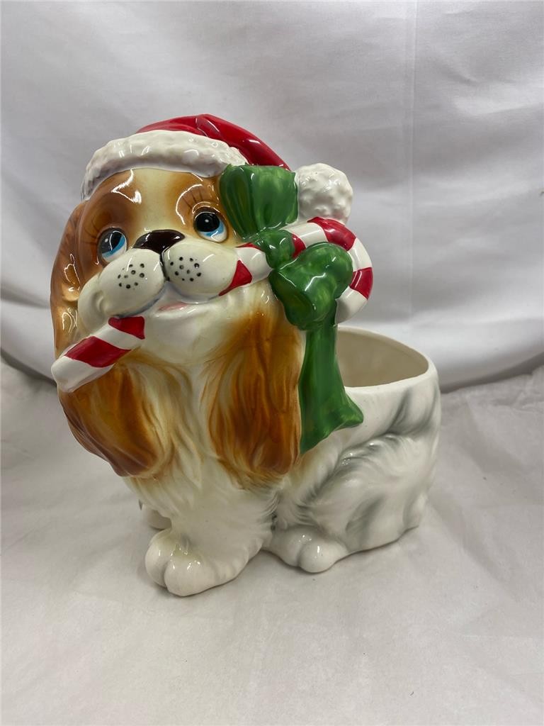 Vintage Inarco Japan Big Eye Cocker Spaniel Puppy Dog Christmas Planter E4529