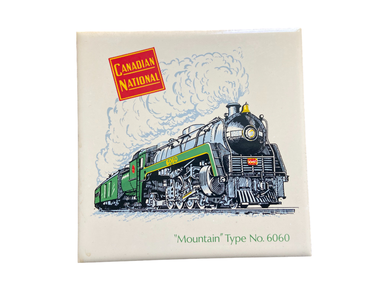 Vintage CN Rail Safety Award Train Ceramic Tile Art Mountain Type No. 6060