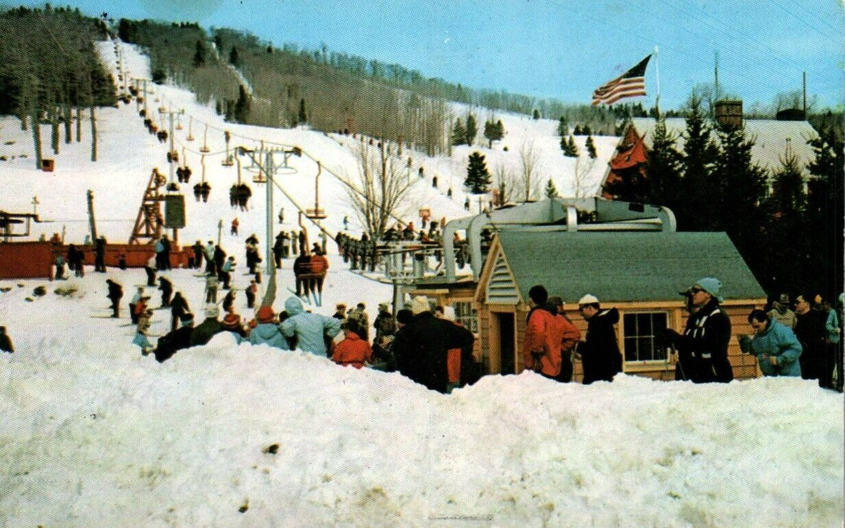 Postcard Vintage Manchester Vermont Ski Bromley Mountain Snow