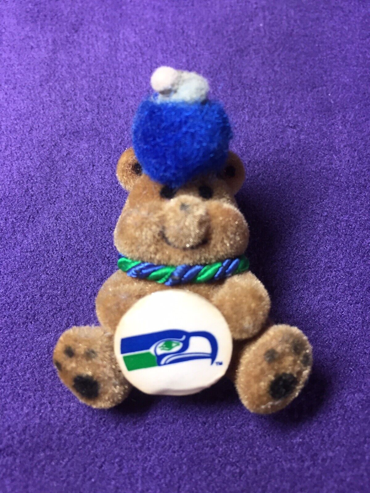 Vintage 1986 Karauhs Seattle Seahawks Pin Back Teddy Bear Rare