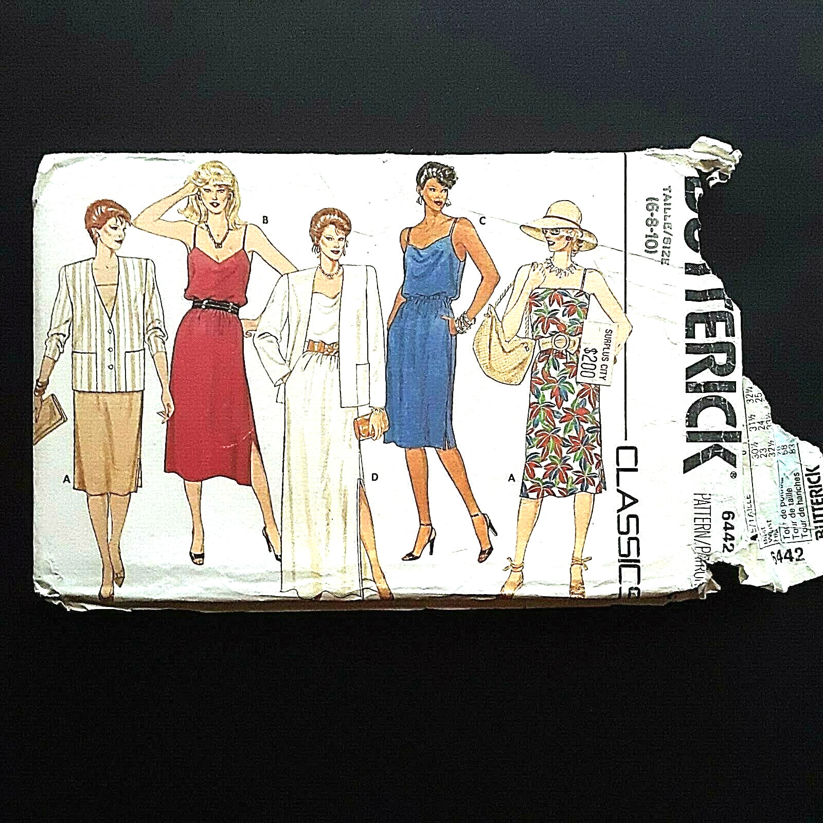 Butterick Classics 6642 80s Size 6 8 10 UNCUT Misses Dress Sun dress and Jacket