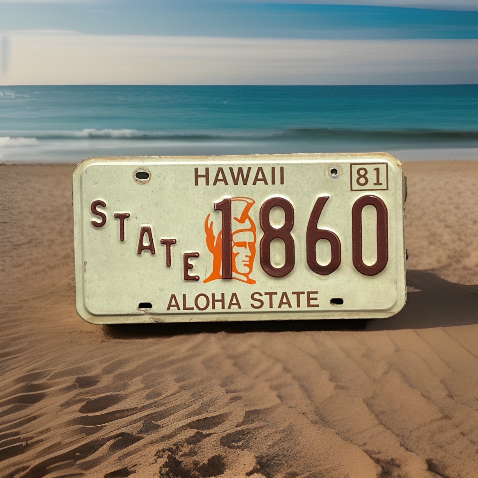 Vintage 1981 HAWAII STATE Police License Plate Metal Embossed #1860