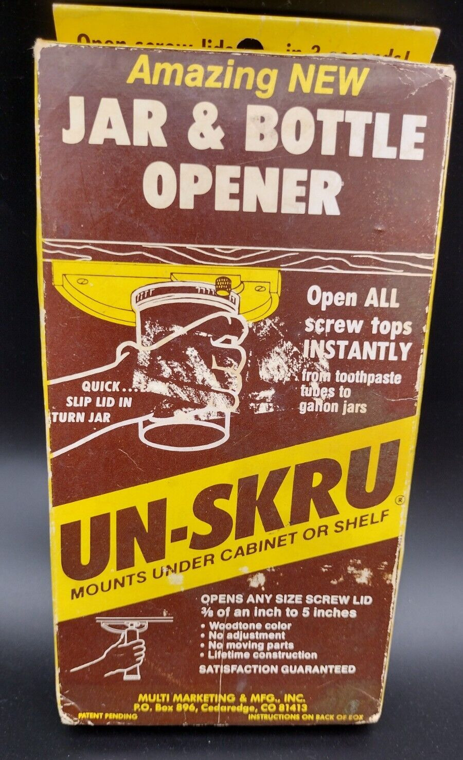 *Vintage UN-SKRU Under Shelf Cabinet Jar & Bottle Opener Model 333 READ