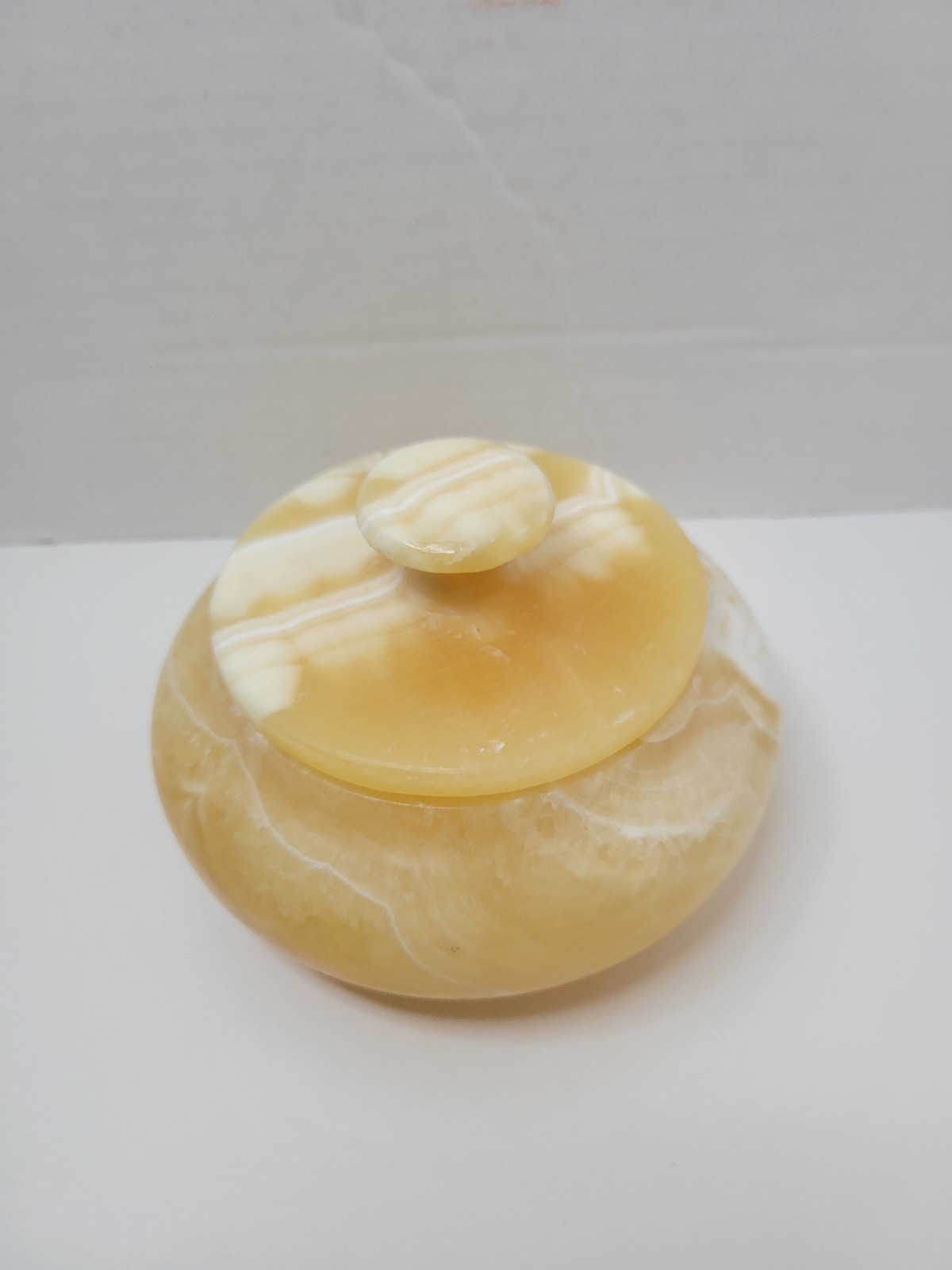 Vintage Alabaster Natural Stone Lidded Dish bowl Jar 5\