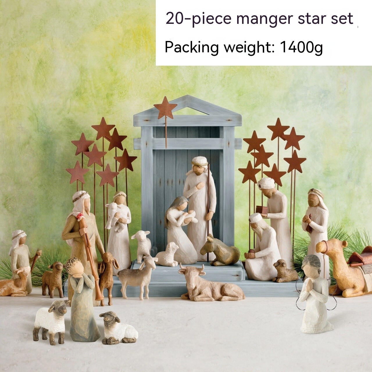 20PC NEW Christmas Tree Nativity Figures Set Series Statue Painted Decor Gift 