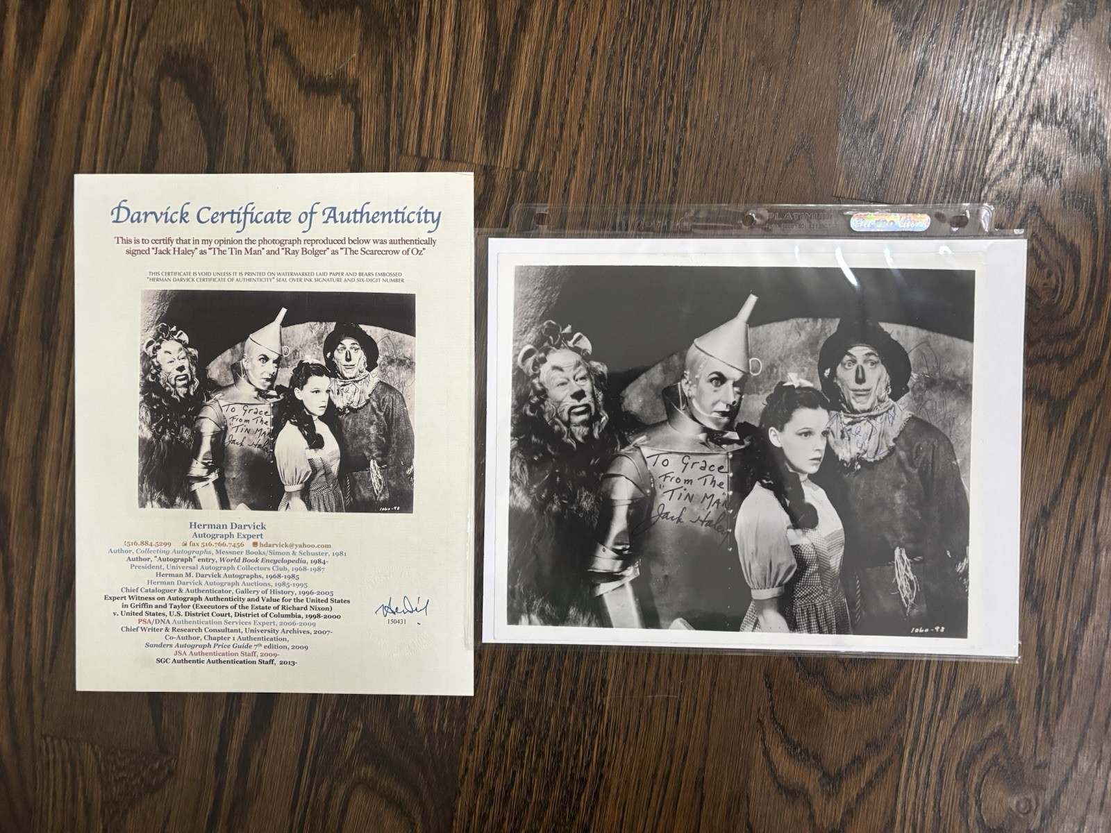Cast Wizard of Oz Photo Signed Jake Haley & Ray Bolger COA