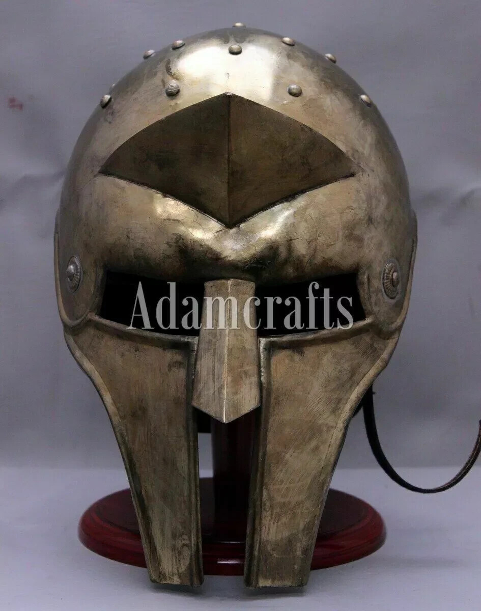 Antique Handmade Brass Antique 18GA Made Medieval Gladiator Helmet Halloween