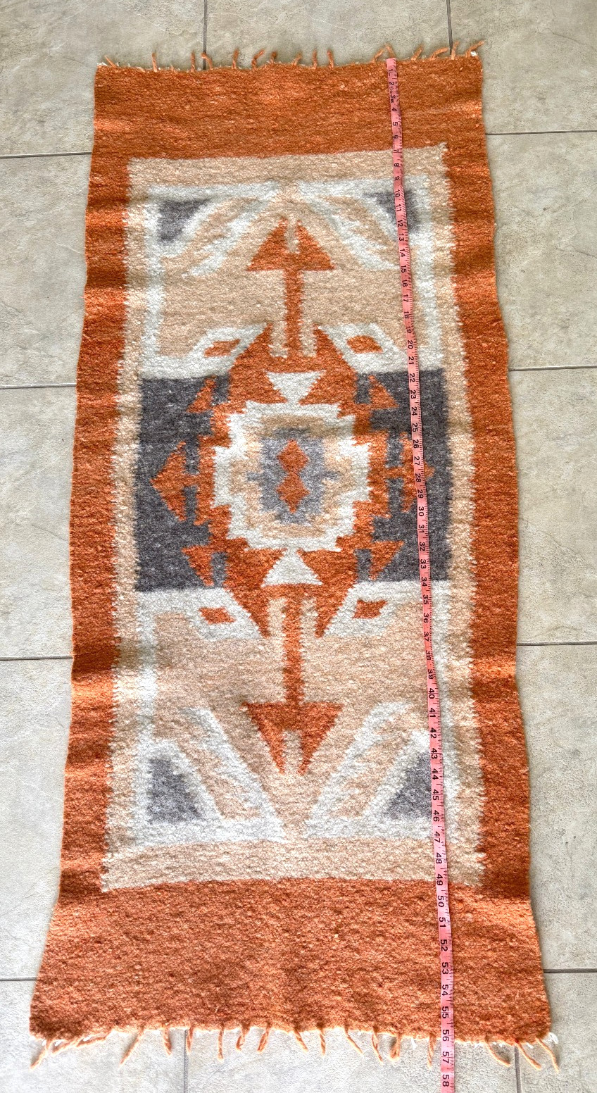 Vintage Hand-Woven Wool  Maya Traditional Patterned Area Rug Size 25\