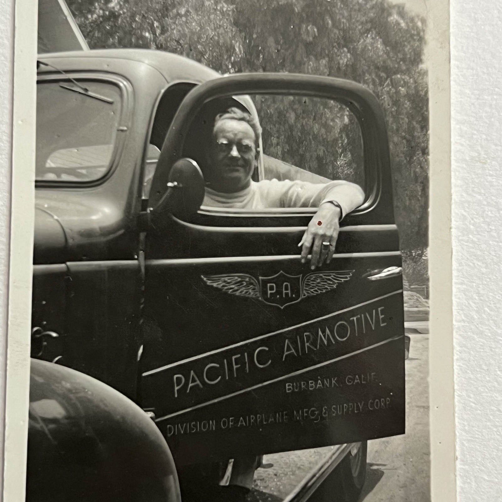 Vintage Snapshot Photograph Occupational Man Truck Pacific Automotive Burbank CA