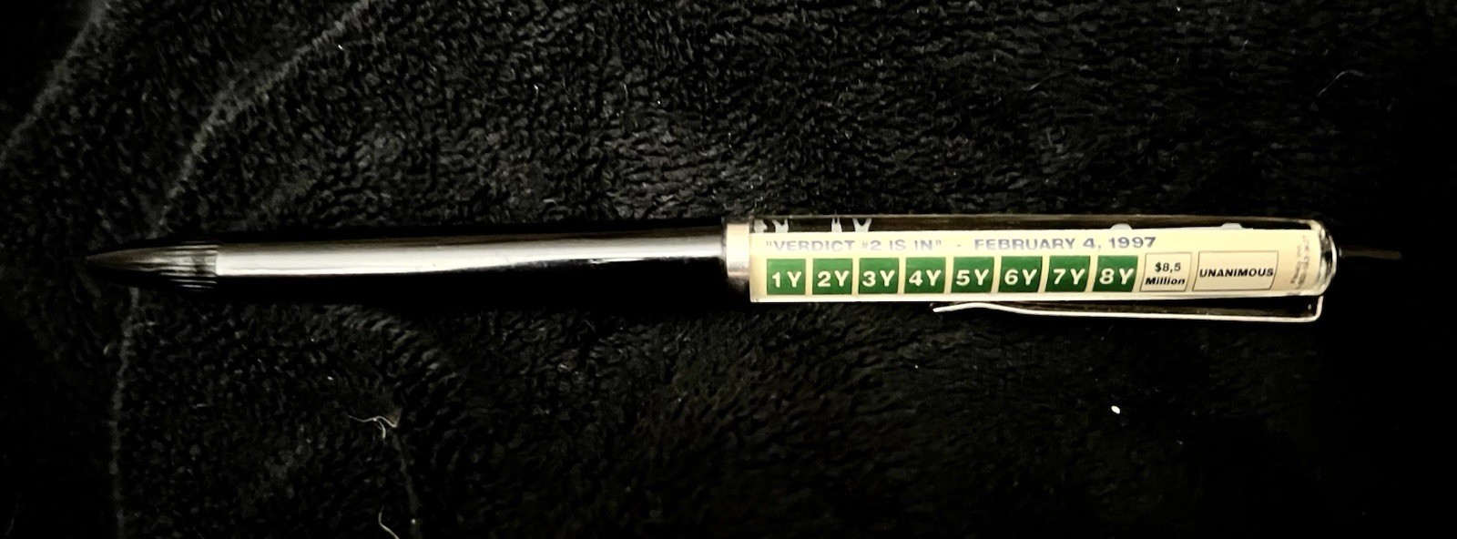 Vintage ESKESEN OJ Simpson Verdict #2 Trial Floaty Pen 1997 Denmark