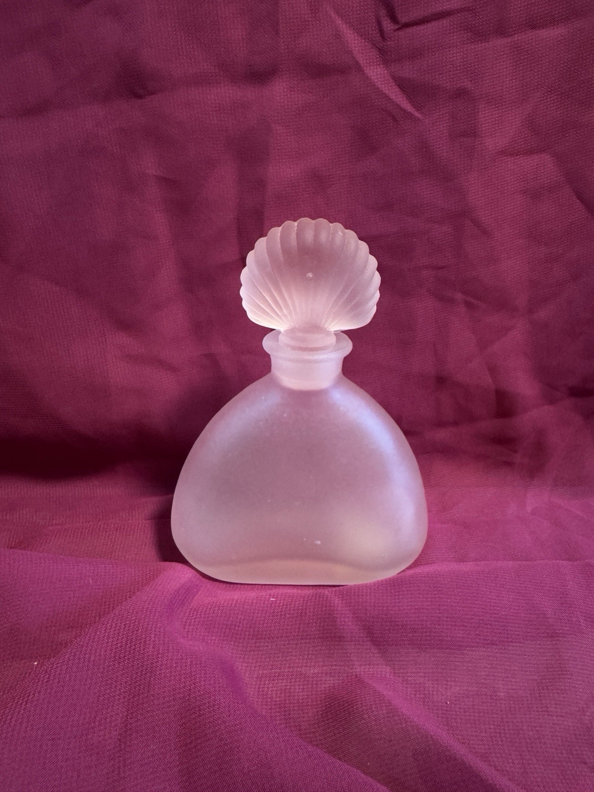 Vintage Marcel Frank Paris Blush Pink Frosted Glass Perfume Bottle Geometric 5”