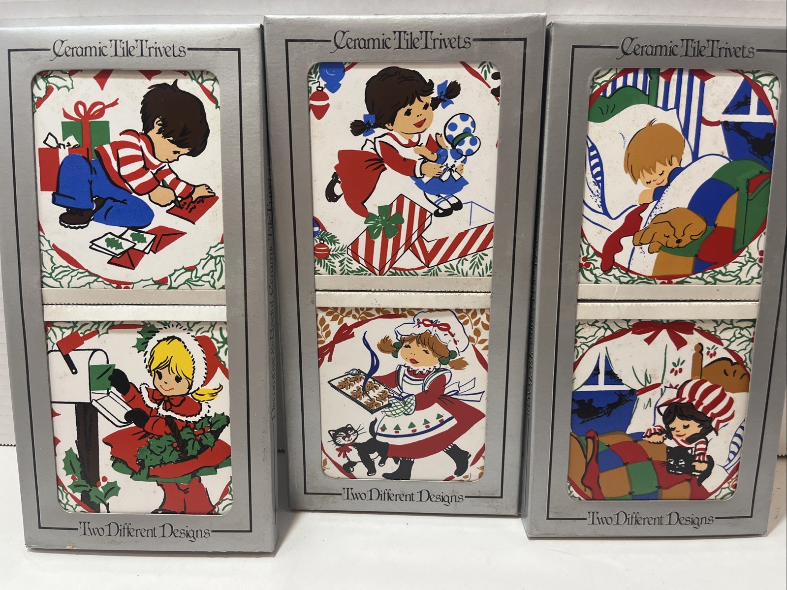 6 Vintage Jasco Ceramic Tile Christmas Trivets Children Cookies Gifts Grannycore 6 Vintage Jasco Ceramic Tile Christmas Trivets Children Cookies Gifts Grannycore