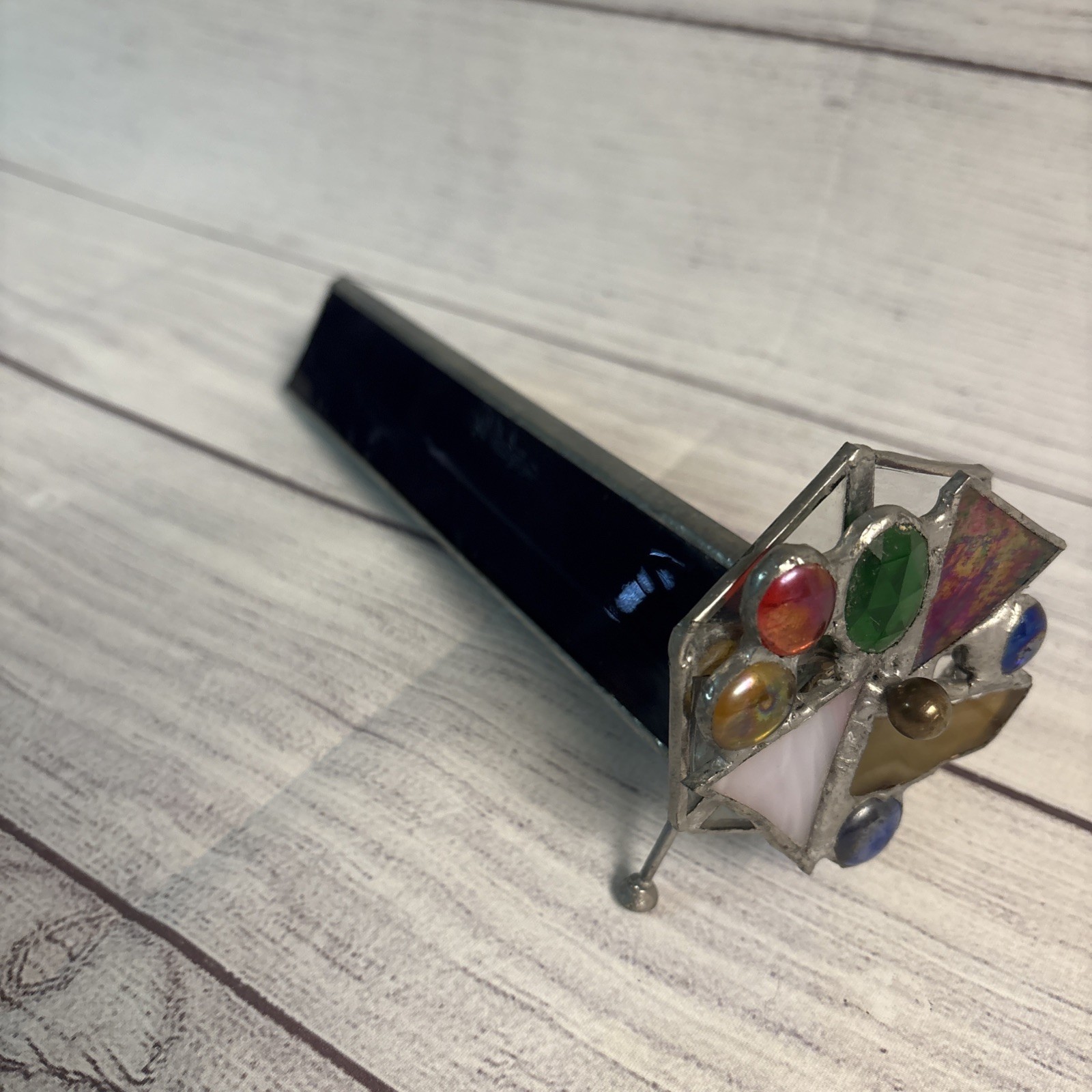 Handmade Stained Glass Kaleidoscope Vintage 9” EUC FAST SHIPPING Handmade Stained Glass Kaleidoscope Vintage 9” EUC FAST SHIPPING