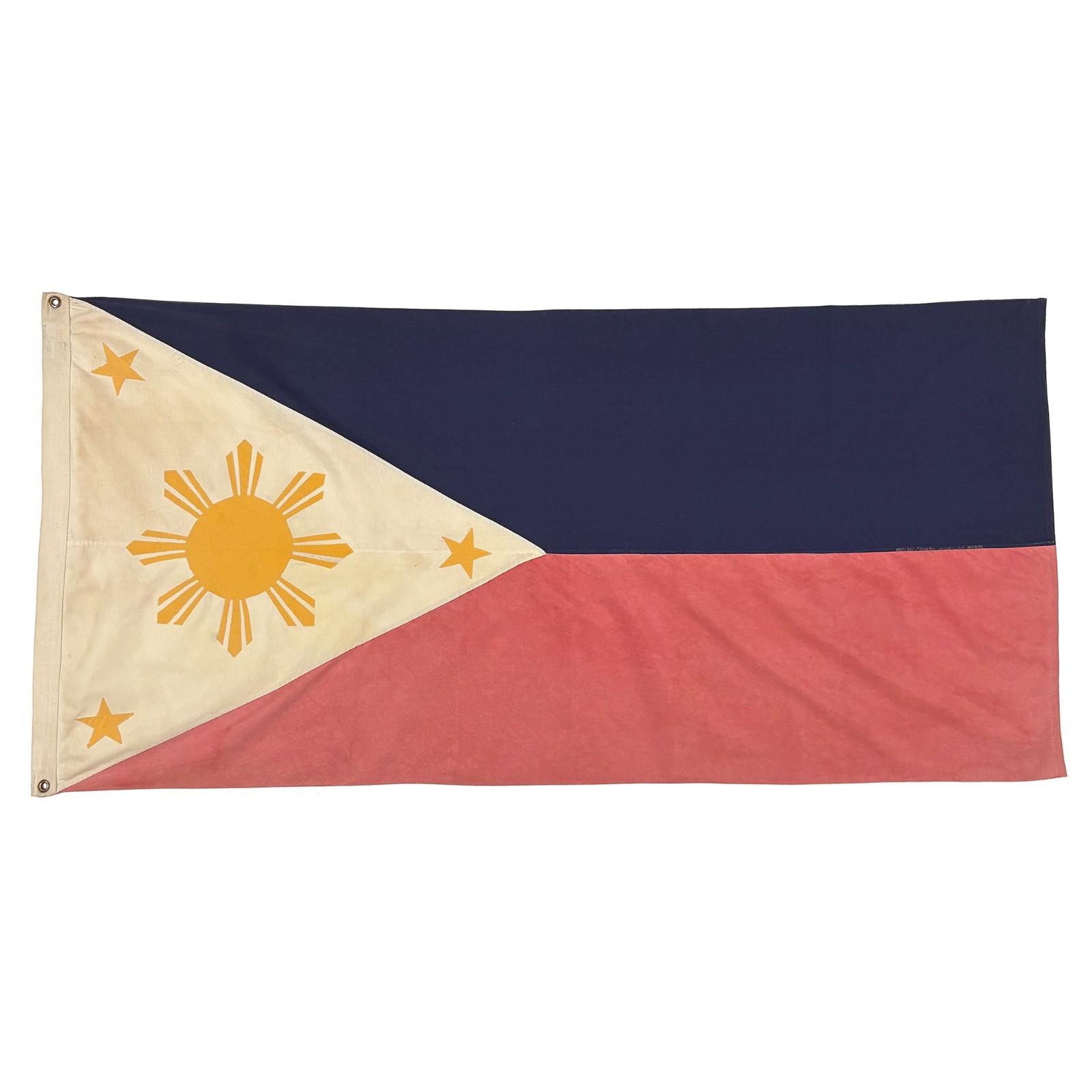 Vintage Cotton Sewn Philippines Flag Filipino Nautical Cloth Old Sun Textile Art