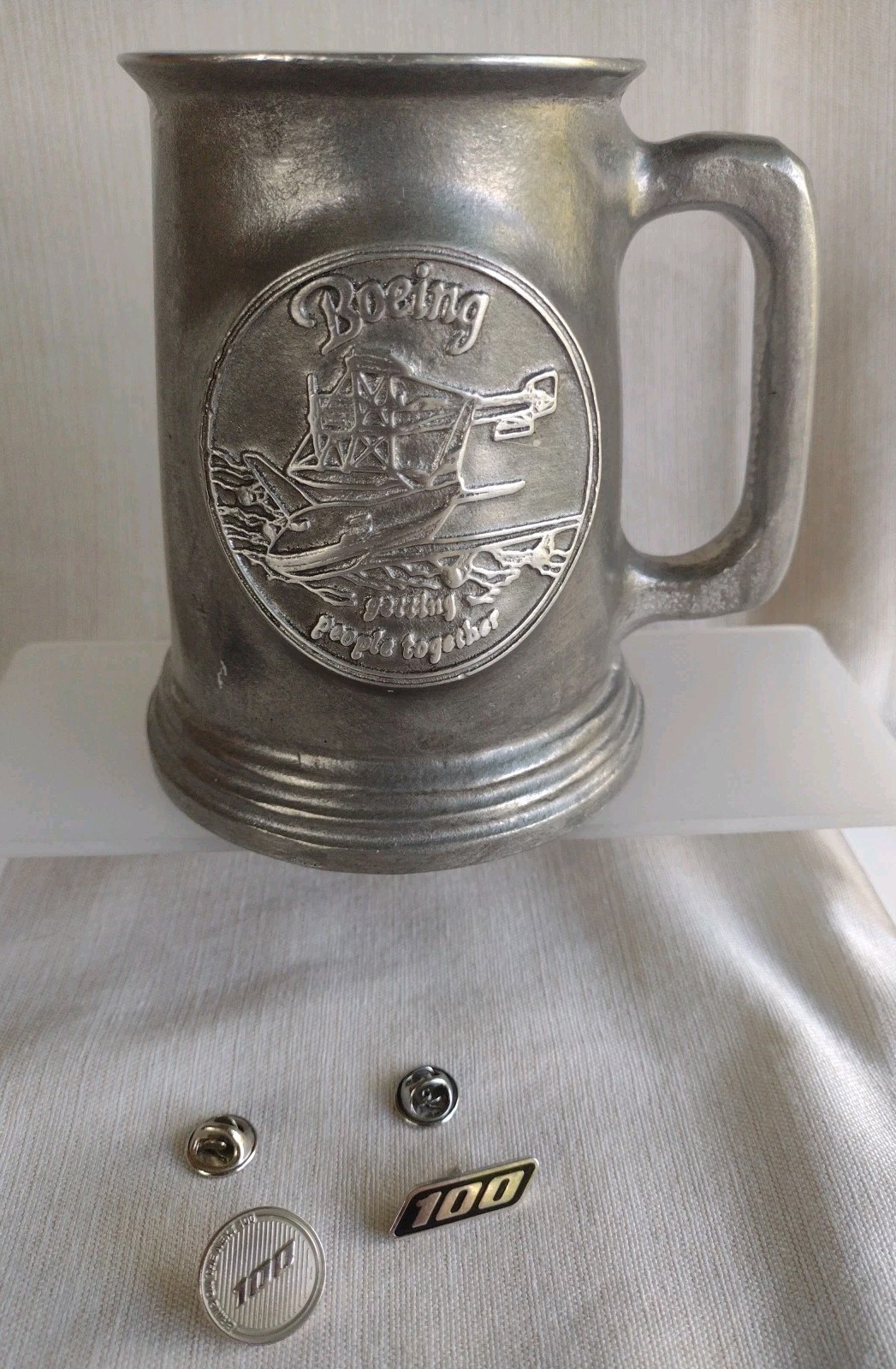 Vintage Boeing Pewter Mug & Pins