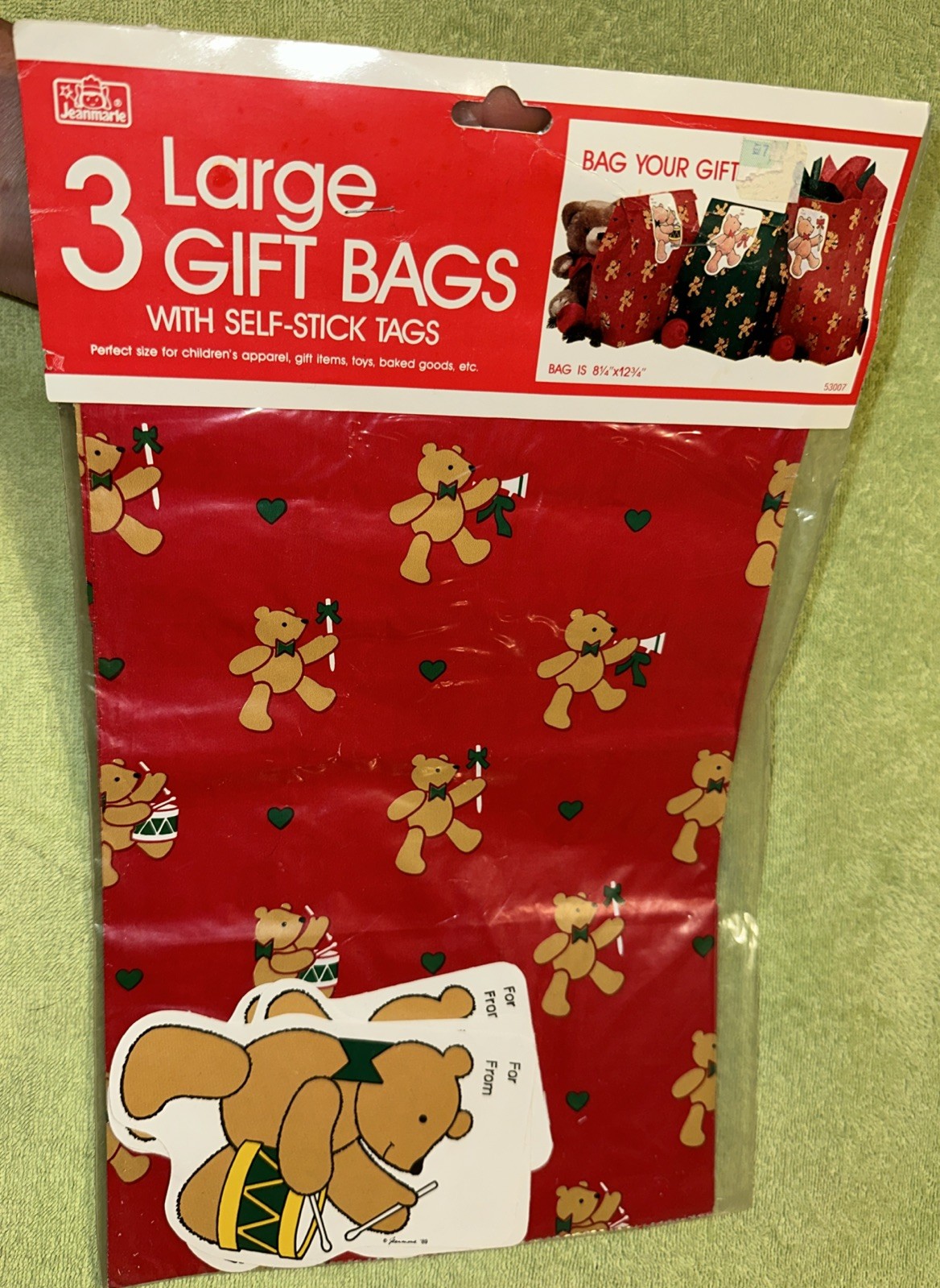 Vtg 1989 -3 Large Gift Bags - Bears USA MADE NOS