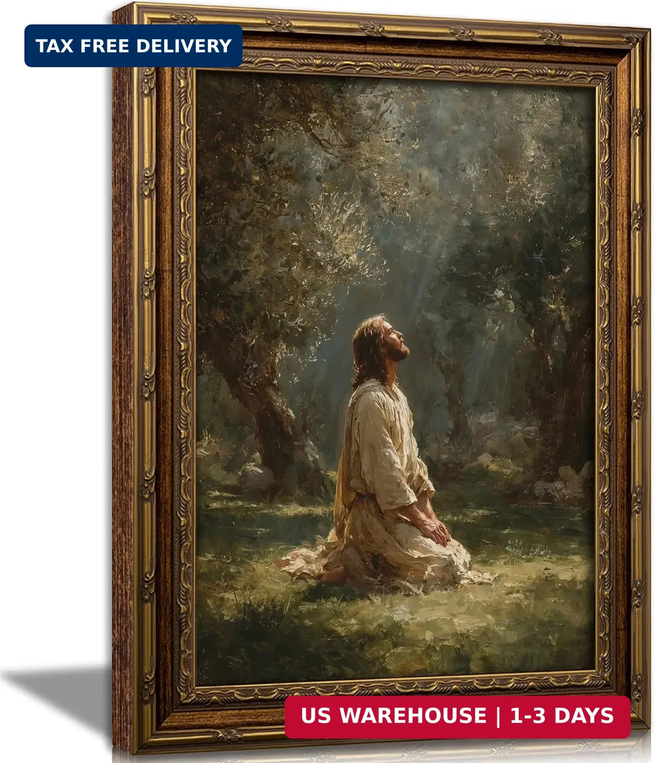 Vintage Jesus Praying Framed Wall Art, Jesus Wall Decor 9x11In Vintage Jesus Praying Framed Wall Art, Jesus Wall Decor 9x11In