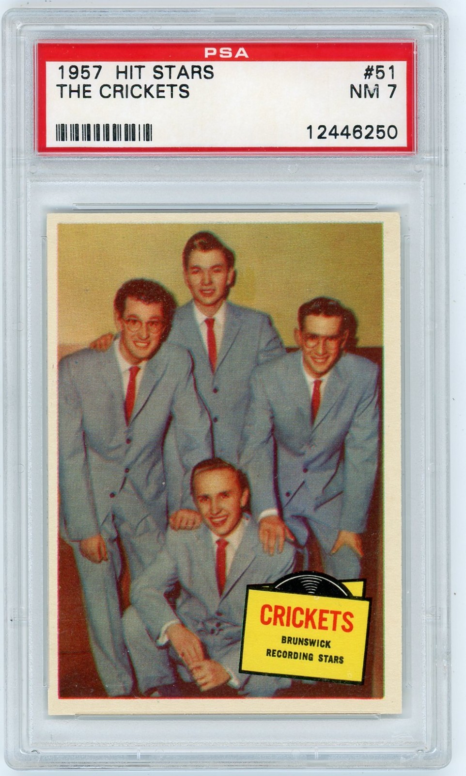 1957 Topps Hit Stars # 51 The Crickets / Buddy Holly ROOKIE PSA 7 1957 Topps Hit Stars # 51 The Crickets / Buddy Holly ROOKIE PSA 7