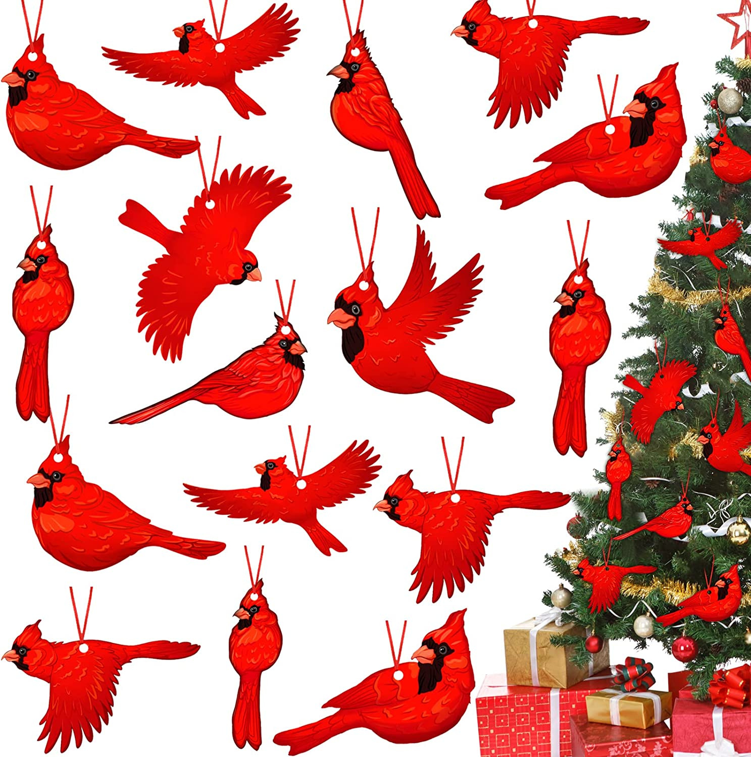36 Pieces Red Cardinal Christmas Ornaments Red Christmas Tree Ornaments Cardinal